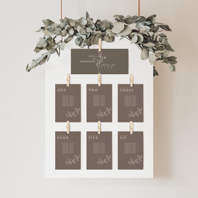 Cartões de Gráfico de Casamento de Castanho Floral (Criador carregado)