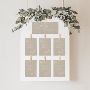 Cartões de Gráfico de Casamento de Taupe Floral El