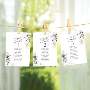 Cartões de Gráfico de Mesa de Casamento de lavanda