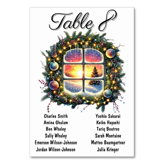 Cartões de Gráfico de Mesas de Casamento do Xmas E (Frente)