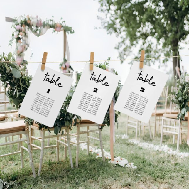 Cartões de gráfico simples de Mesa de casamento (Criador carregado)