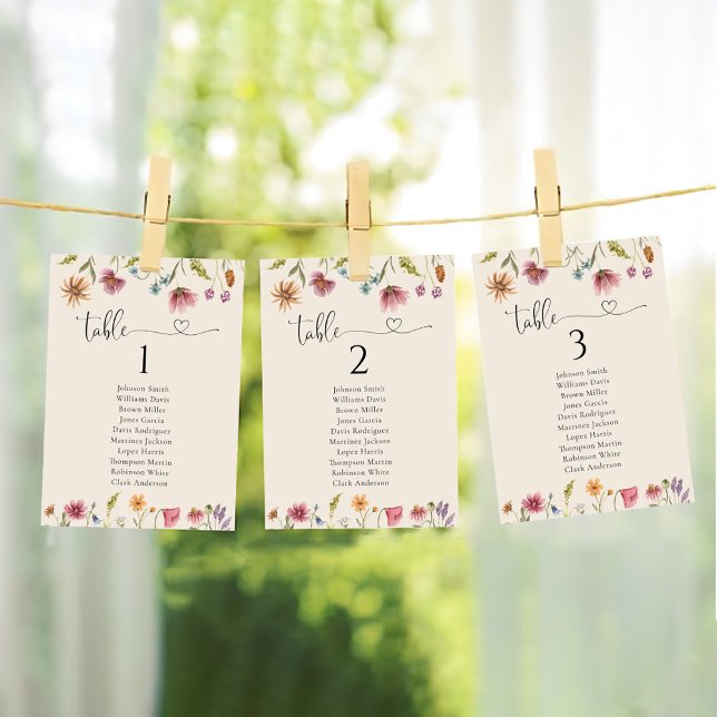 Cartões de Gráficos de Mesa de Casamento Boho Wild (Criador carregado)