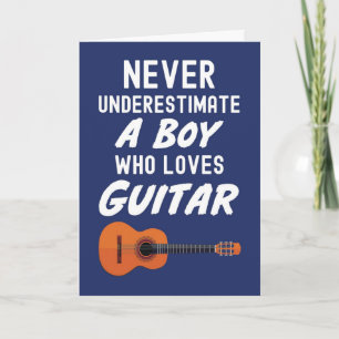 Cartões de Guitarrista Azul Marinho Fofos para Beb
