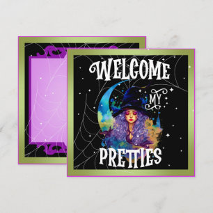 Cartões de Halloween de Beleza de Bruxa Retro