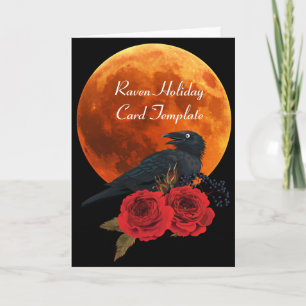 Cartões de Halloween Red Roses Raven Moon