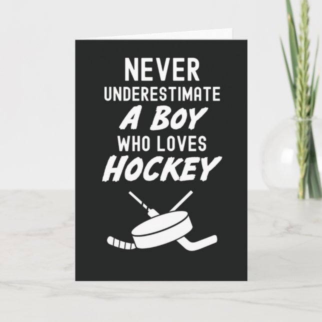 Cartões de Hockey Divertidos e Fofos Para Meninos  (Frente)