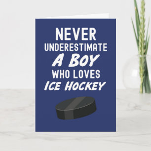 Cartões de Hockey no Gelo Azul Marinho Para Menino