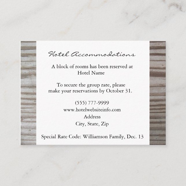 Cartões de Hospedagem do Hotel Banded Wood (Frente)