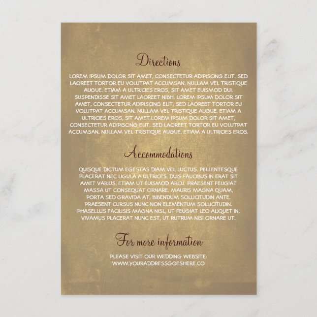 Cartões de informação de casamento com carvalho (Frente)