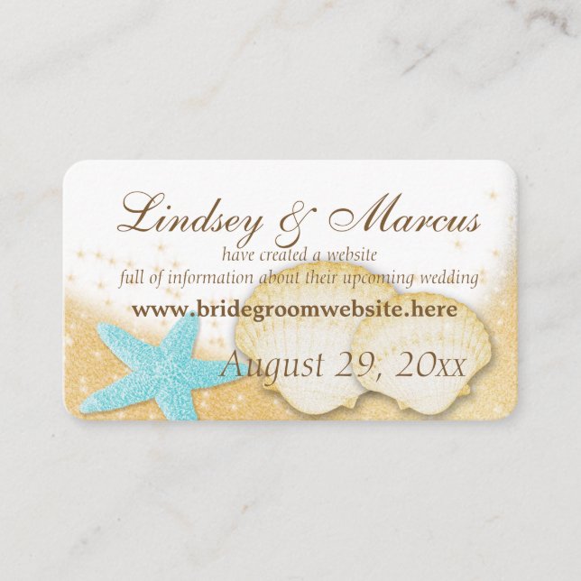 Cartões de Informações de Casamento de Praia Spark (Frente)