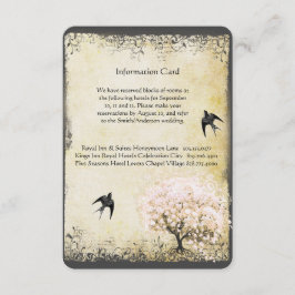 Cartões de Informações do Casamento vintage de Árv