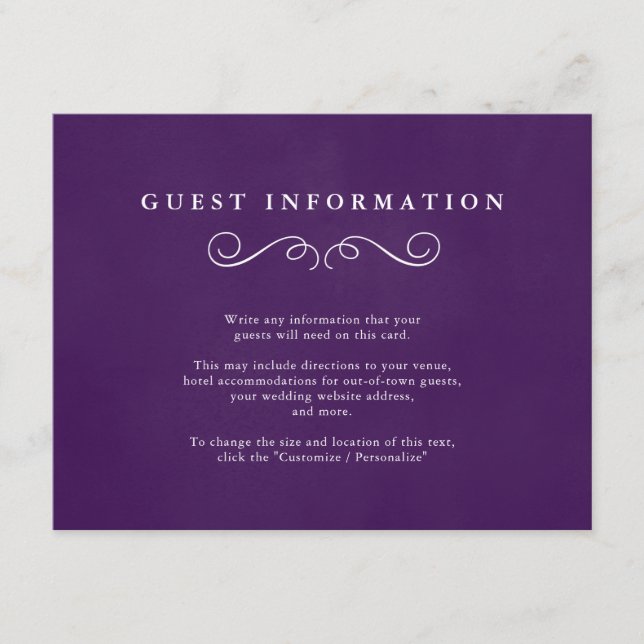 Cartões de Inserção de Casamento Justo em Roxo Rea (Frente)