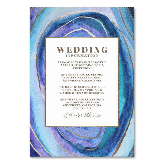 Cartões de Inserção de Casamentos Gemstone Geode A (Frente)