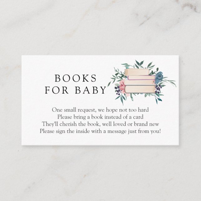 Cartões de inserção de livros florais rosa e azul  (Frente)