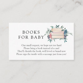 Cartões de inserção de livros florais rosa e azul