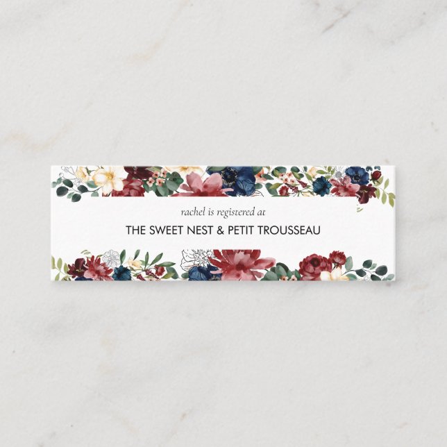 Cartões de Inserção do Registro do Marinho Burgund (Frente)