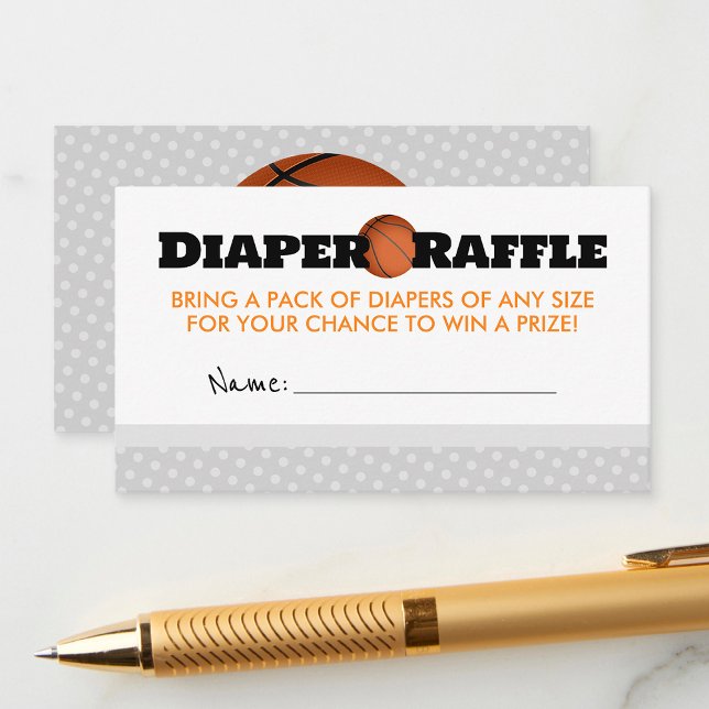 Cartões de inserção para Fralda de basquete Raffle (Basketball Baby Shower Diaper Raffle)