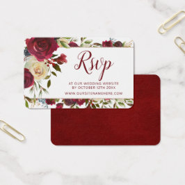 Cartões de inserção RSVP de sites de casamento do