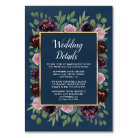 Cartões de Invólucro de Casamento de Plum Dourado 