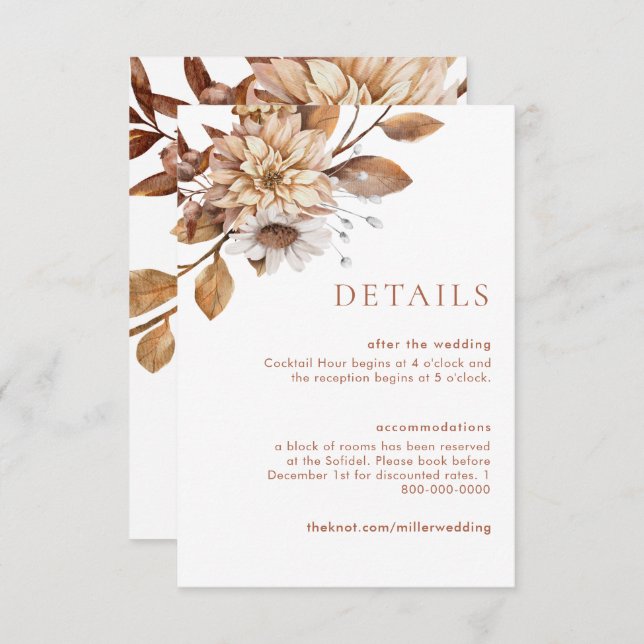 Cartões de Invólucro do Terracotta Floral (Frente/Verso)