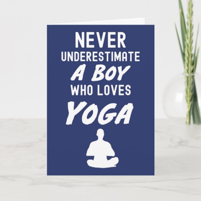Cartões de Ioga Azul Marinho Para Meninos (Frente)