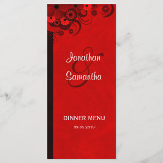 Cartões de Janto de Casamento Gótico Floral Vermel
