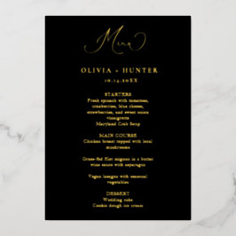 Cartões de Janto de Casamentos Negros e Dourados E