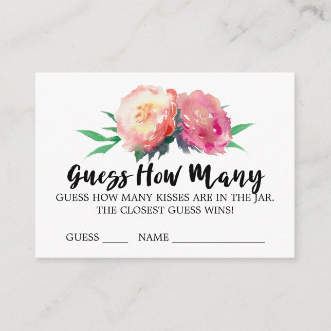 Cartões de Jogo de Adivinhação de Beijos de Flor R (Frente)