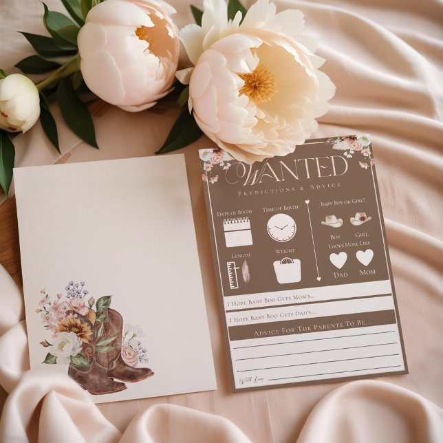Cartões de Jogo de Predicações e Conselhos para o  (Wild West Wanted Predictions & Advice Game Card)