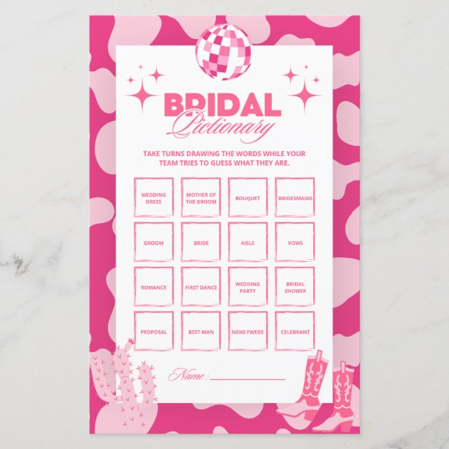 Cartões de Jogo de Previsão Bridal Disco Rosa (Frente)