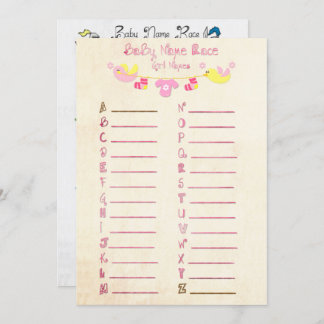 Cartões de Jogo do Chá de fraldas Race