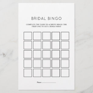 Cartões de Jogo Mínimo Elegante de Bridal Bingo