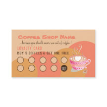 Cartões de Lealdade de Pêssego de Compro de Café