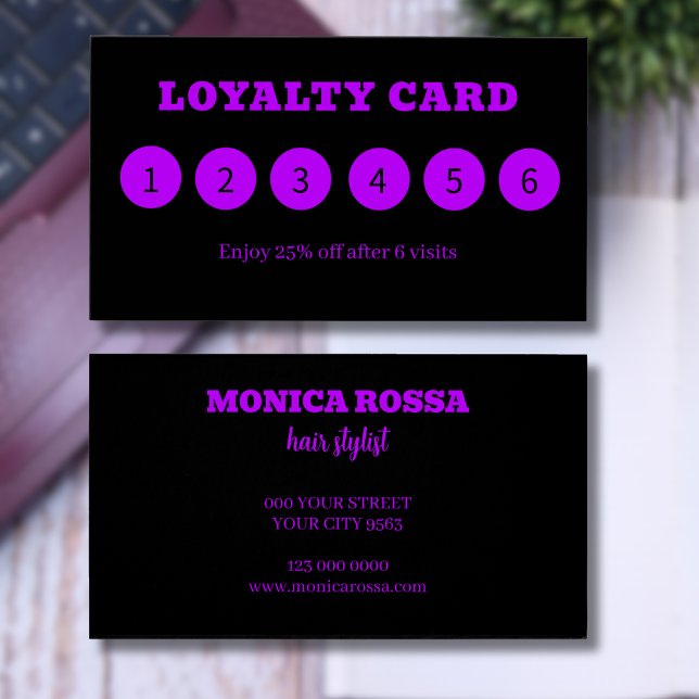 Cartões de Lealdade Preta Roxo Moderno (Criador carregado)