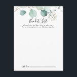 Cartões de Lista de Baldes Eucalyptus Verdes-Verde<br><div class="desc">Estes cartões verdes de balde de casamento do eucalipto no verão são a atividade perfeita para uma recepção de casamento ou chá de panela moderno. A design apresenta lindas folhas verdes de eucalipto, pintadas manualmente, com cor d'água, inspirando encanto natural. Altere o texto para se adequar a qualquer evento de...</div>