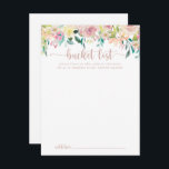 Cartões de Lista de Baldes Florais Primavera Doura<br><div class="desc">Estes cartões de lista de baldes florais de primavera de ouro rosa são a atividade perfeita para uma recepção de casamento rústica ou chá de panela. A design apresenta uma riqueza de peões coloridos e folhagem verde, lindamente amontoada em buquês charmosos, inspirando beleza natural. Altere o texto para se adequar...</div>