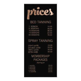 Cartões de Lista de Preços do Menu Salão Preto e B