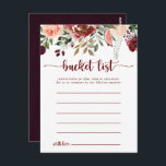 Cartões de Lista Simples Floral de Baldes Rustic S<br><div class="desc">Estes cartões florais simples de balde são a atividade perfeita para uma simples recepção de casamento ou chá de panela. A design apresenta flores de aquarela, cor-de-rosa e borbulhante, com folhas verdes em fundo castanho manchado. Altere o texto para se adequar a qualquer evento de vida. O sinal da lista...</div>