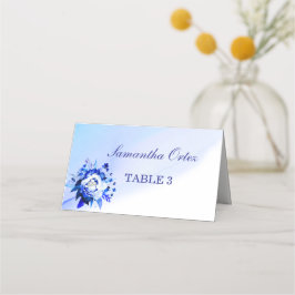 Cartões de Local de Casamento Azul e Prata