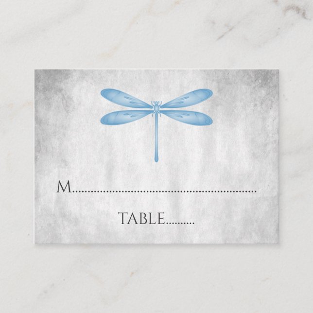 Cartões de Local de Casamento Blue Dragonfly (Frente)