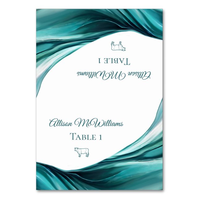 Cartões de Local de Casamento-Carne Ícone-Esmerald (Frente)