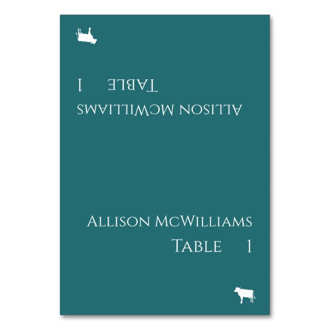 Cartões de Local de Casamento-Carne Ícone-Esmerald (Frente)