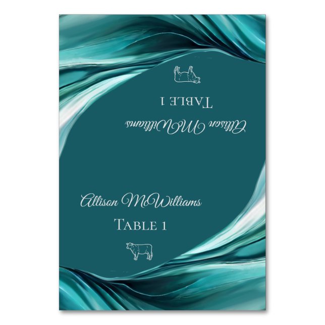 Cartões de Local de Casamento-Carne Ícone-Esmerald (Frente)