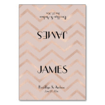 Cartões de Local de Casamento Chevron rosa Dourado