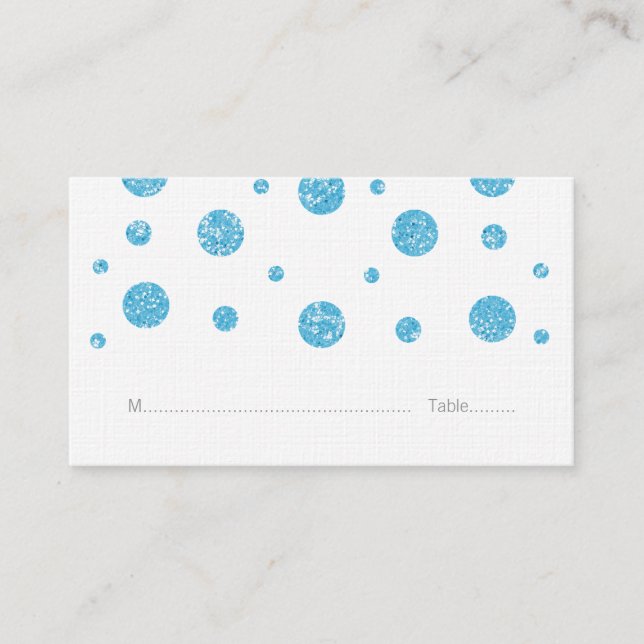 Cartões de Local de Casamento de Confetti Azul (Frente)
