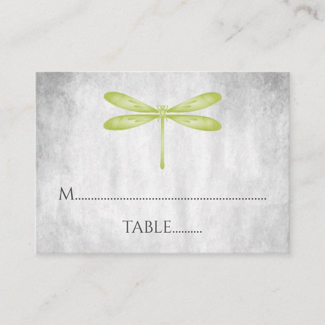 Cartões de Local de Casamento de Dragonfly Verde (Frente)