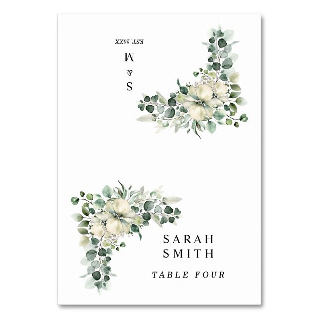 Cartões de Local de Casamento de Eucalipto Verde (Frente)