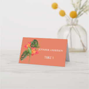 Cartões de Local de Casamento de Flor Laranja Rúst