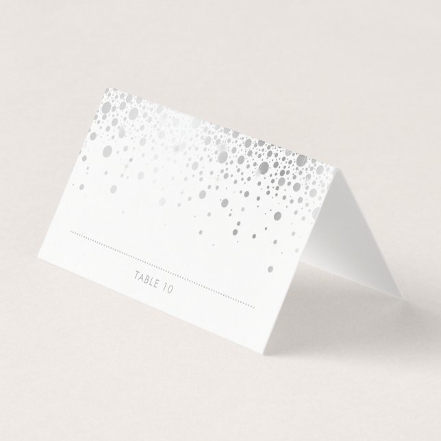Cartões de Local de Casamento Faux Silver Foil Con (Frente)