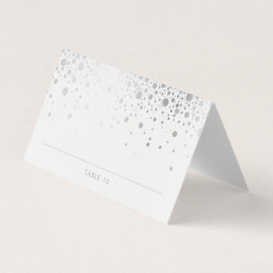Cartões de Local de Casamento Faux Silver Foil Con